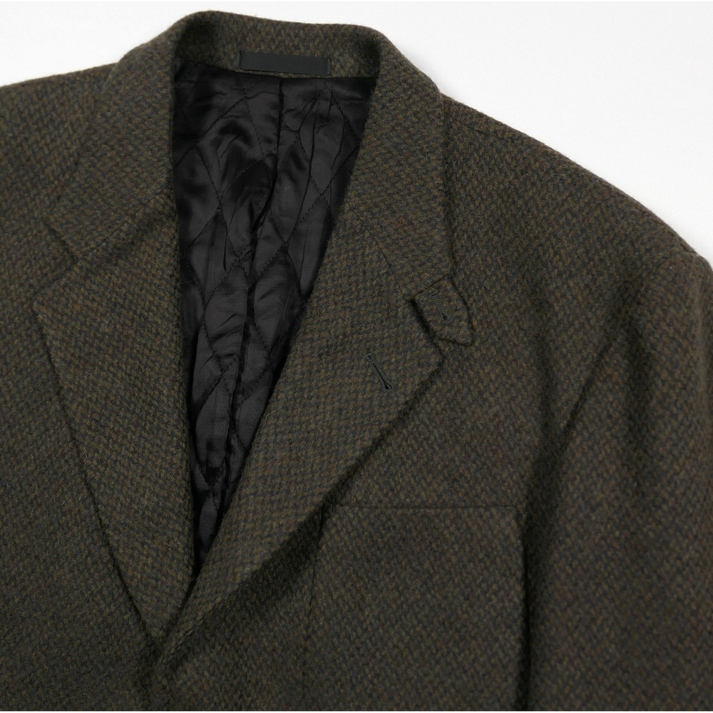 LL Bean Prescott USA Wool Country Tweed Sport Coat 46L / LT Olive Navy Heathered